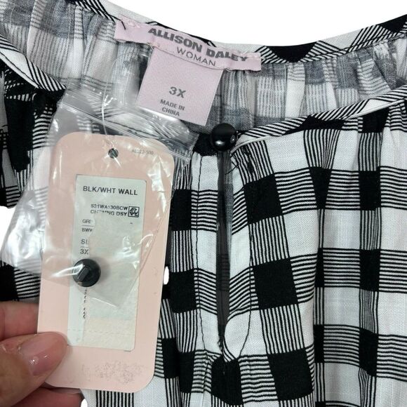 NWTAllison Daley $69 Gingham Floral Blouse Balloon Sleeve Tie Top Plus Size 3X - Picture 8 of 10